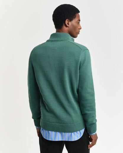 Gant Casual Cotton Half-Zip Sweater - Woody Green