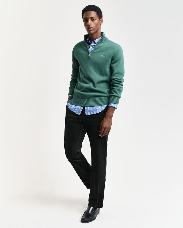 Gant Casual Cotton Half-Zip Sweater - Woody Green